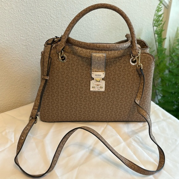 Guess Taupe Brown Satchel Bag - Picture 1 of 6